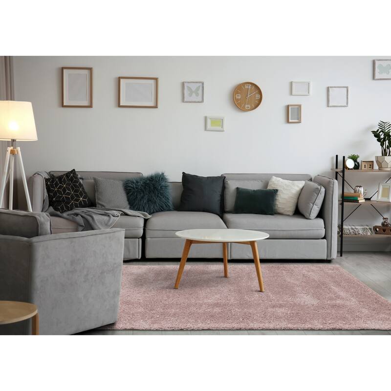 Taylor Collection - Plush Pink Shag Area Rug