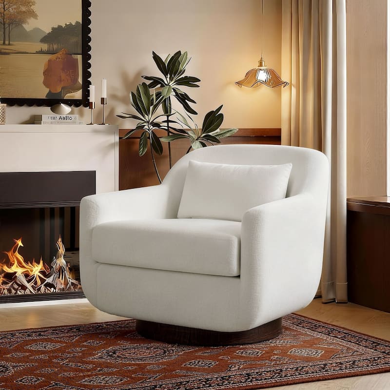 Modern Swivel Accent Chairs For Living Room - 1-Piece - Beige