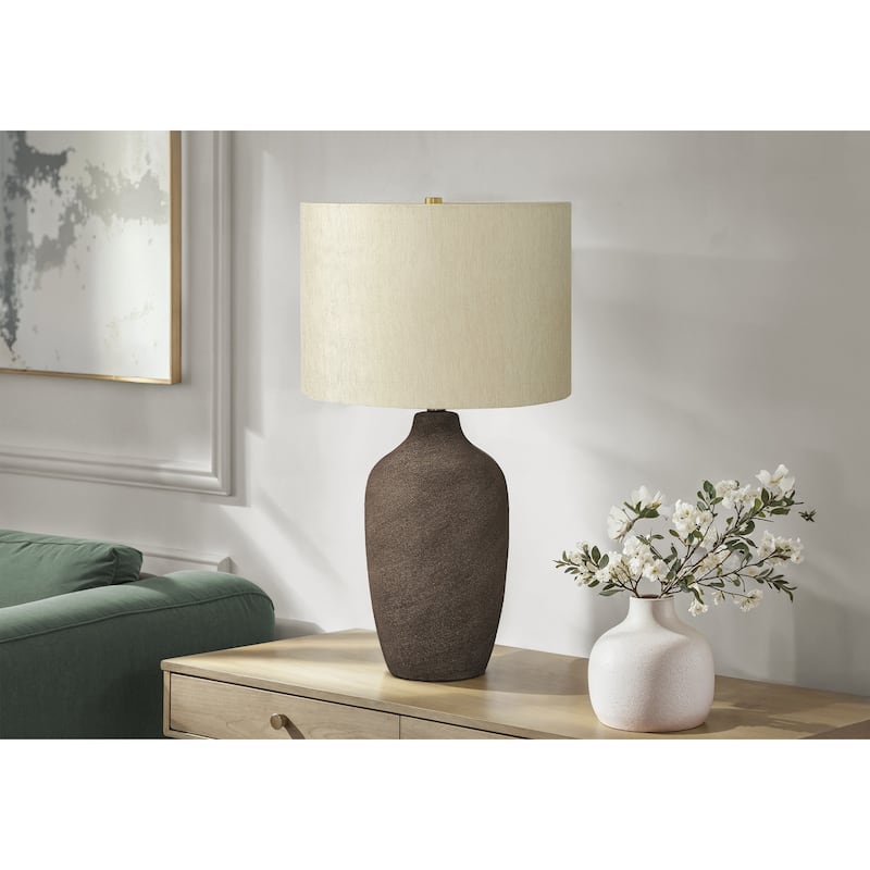 Lighting, 27"h, Table Lamp, Grey Ceramic, Beige Shade, Contemporary - Grey