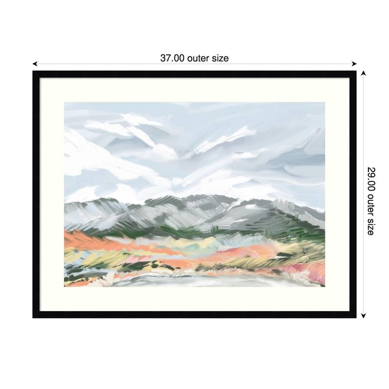 Whispering Peaks by Jenna Alheit Wood Framed Wall Art Print - Svelte Noir Black - Wood - 37 x 29 in - Black