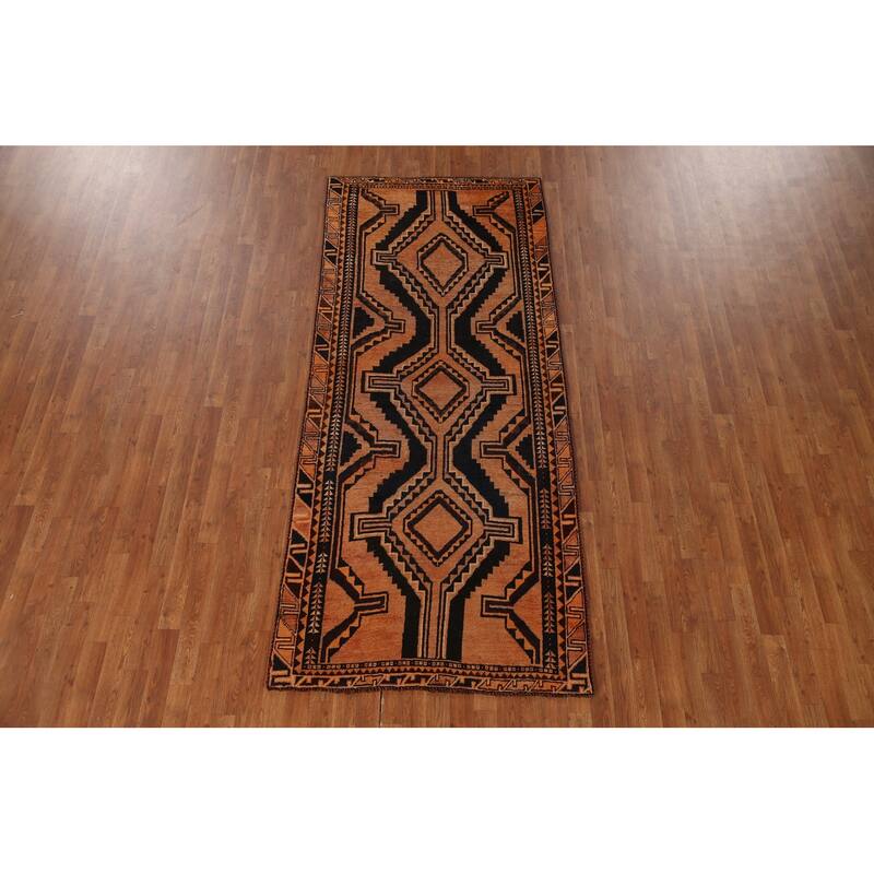 Qashqai Persian Vintage Runner Rug Hand-knotted Wool Carpet - 3'10"x 9'0"