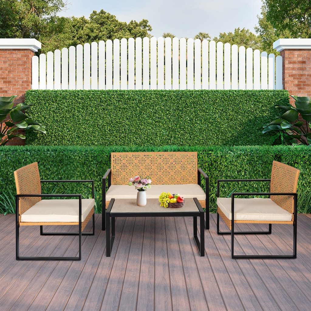 Outdoor Wicker Furniture Sets - 23.42"H x 29.53"W x 23.82"D