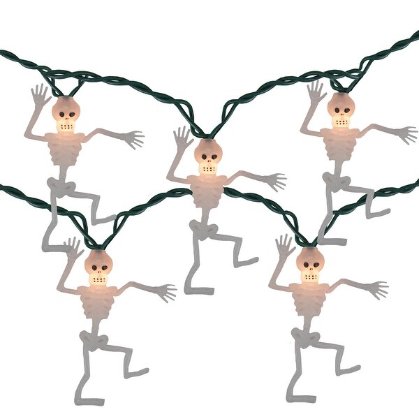 Set of 10 LED Dancing Skeletons Halloween Light Set - 10' - N/A