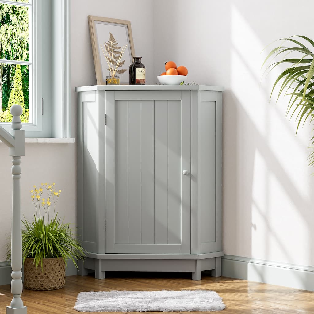 Bathroom Cabinet, Triangle Corner Storage Cabinet with Adjustable Shelf, Compact Bathroom Waterproof Cabinet Towel Cabinet