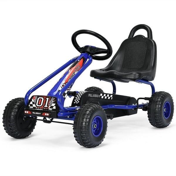 slide 2 of 10, 4 Wheel Pedal Powered Ride On with Adjustable Seat - 36''x 20''x 21''(L x W x H) Blue