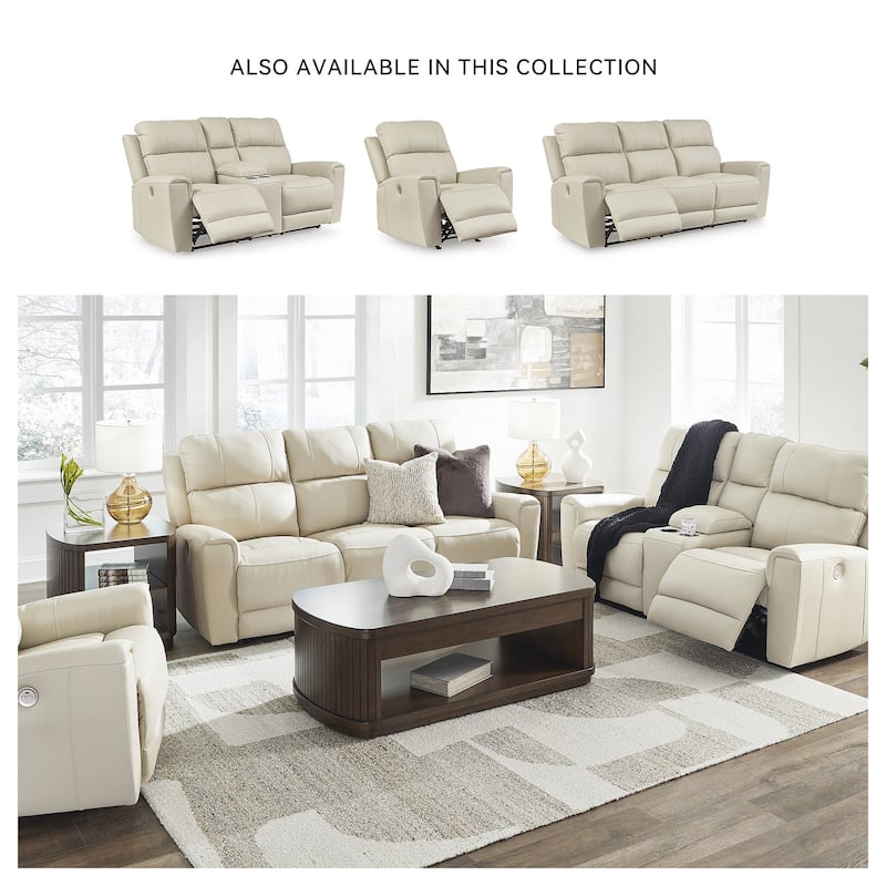 Signature Design by Ashley Dahlmoore Beige Power Reclining Loveseat with Console - 76" W x 42" D x 40" H