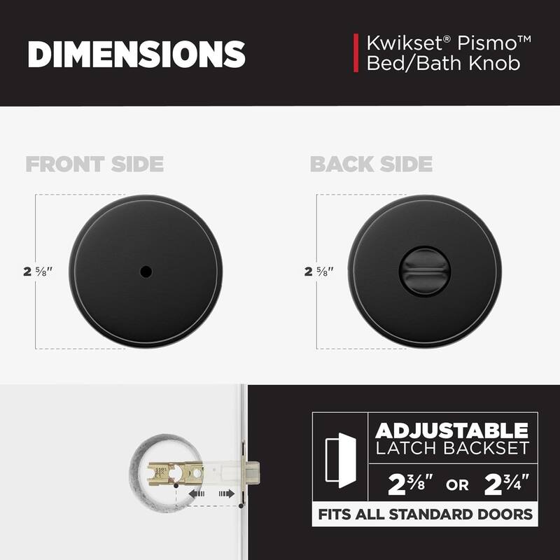 Kwikset Pismo Privacy Locking Door Knob, Interior Handle with Keyless Lock for Bedroom and Bathroom Doors,