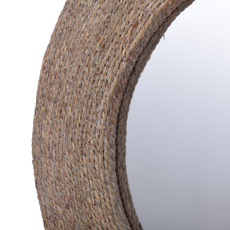 Harper - Whitewashed Round Wall Mirror with Rope Detail