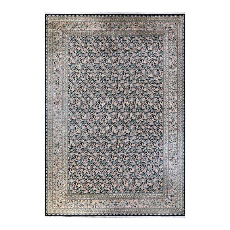 Overton Hand Knotted Wool Traditional Oriental Black Area Rug - 12' x 18' - Black - 12' x 18'