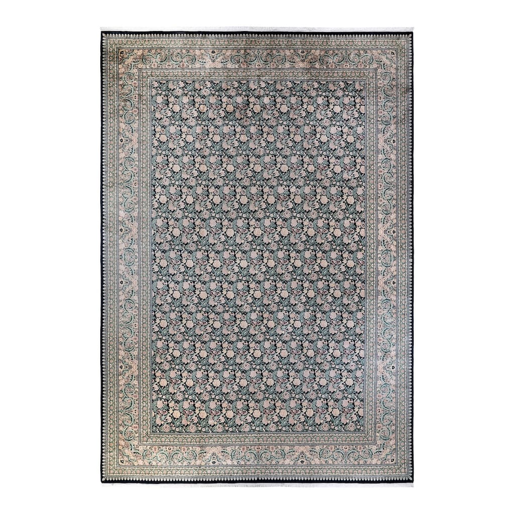 Overton Hand Knotted Wool Traditional Oriental Black Area Rug - 12' x 18'
