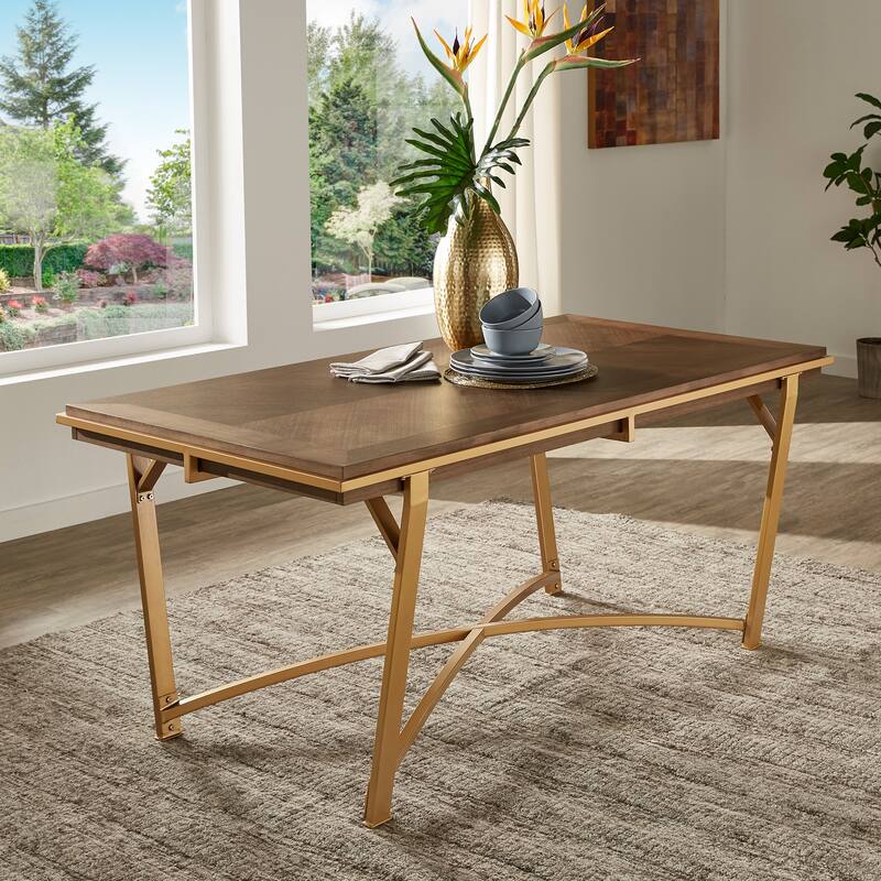 Cooke Natural Finish Gold Metal 72-inch Dining Table by iNSPIRE Q Modern