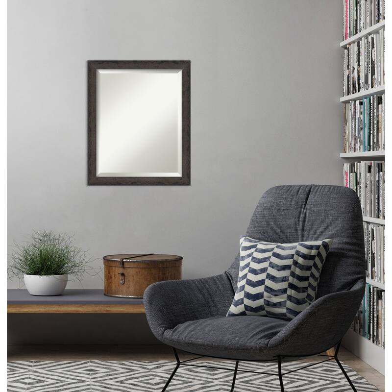 Dappled Narrow Beveled Wood Framed Wall Mirror