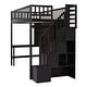 preview thumbnail 24 of 37, Twin Size Loft Bed with Storage Stairs, Desk and Wardrobe， Combination Wood Children's Bed Frame with Bookshelf, Drawers