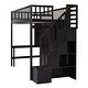 preview thumbnail 11 of 16, Twin Size Wooden Loft Bed with Bookshelf, Drawers, Desk & Wardrobe - Stylish Space-Saving Furniture