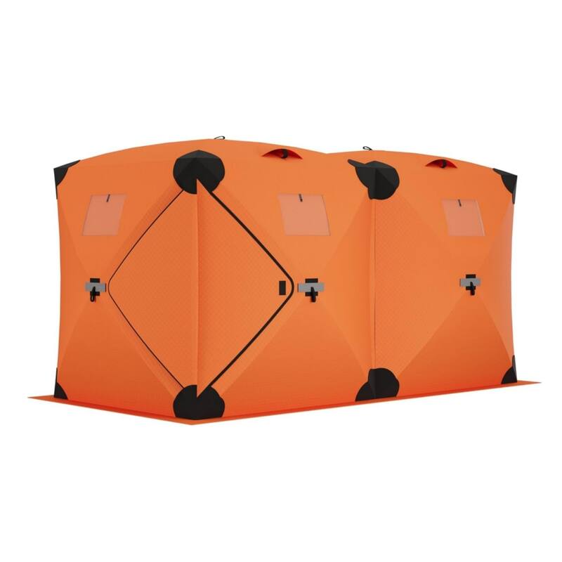 Portable Insulated Ice Fishing Tent Shelter 6-8 Person - N/A - Orange