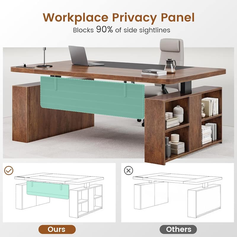 63" Executive Standing Desk Storage Executive Height Adjustable Desk