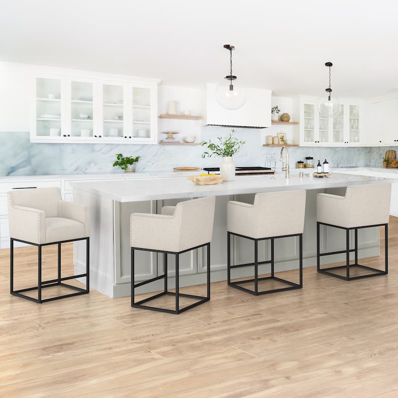 Modern Counter Height Bar Stools Fabric Upholstered Counter Stool