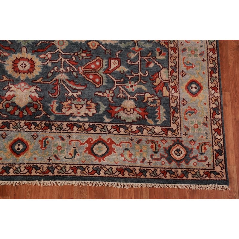 Blue Oushak Indian Area Rug Handmade Wool Carpet - 7'9"x 9'8"