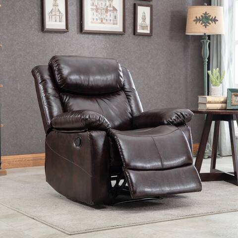 Orisfur PU Leather Reclining Living Room MDF Furniture Sofa Manual Padded Adjustable Location Recliner Chair for Living Room