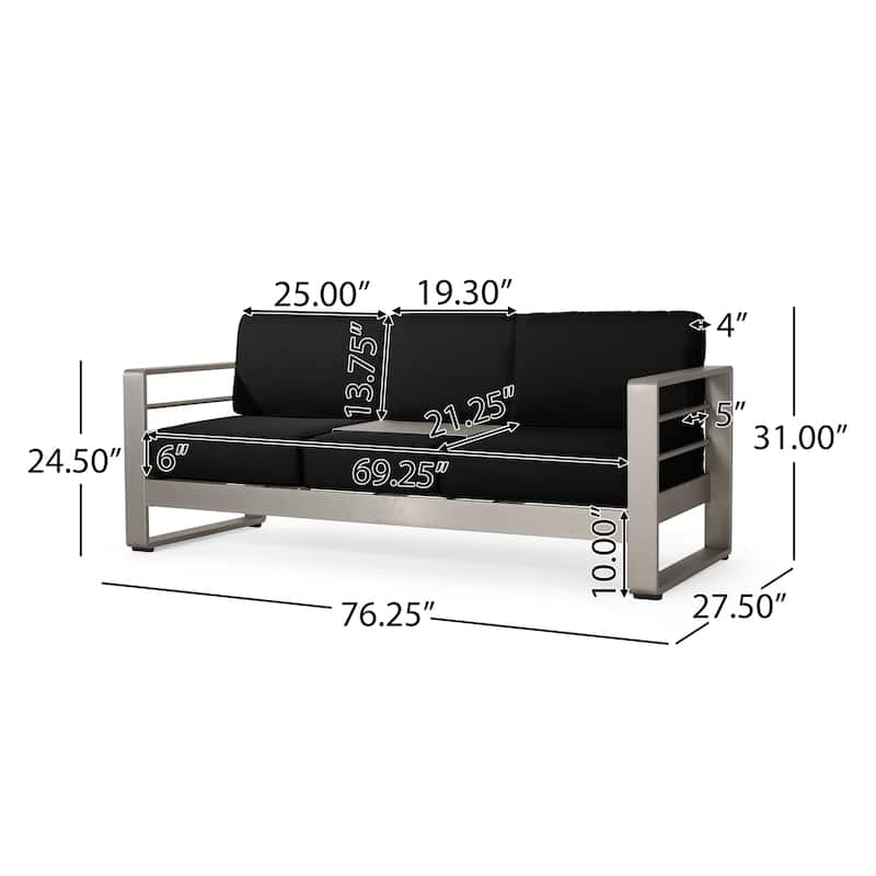 Cape Coral Aluminum and Sunbrella Outdoor 5 Seater Chat Set with Cushions by Christopher Knight Home