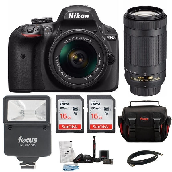 Shop Nikon D3400 Dslr Camera With 18 55mm 70 300mm Lenses And Accessory Bundle Overstock 16640548