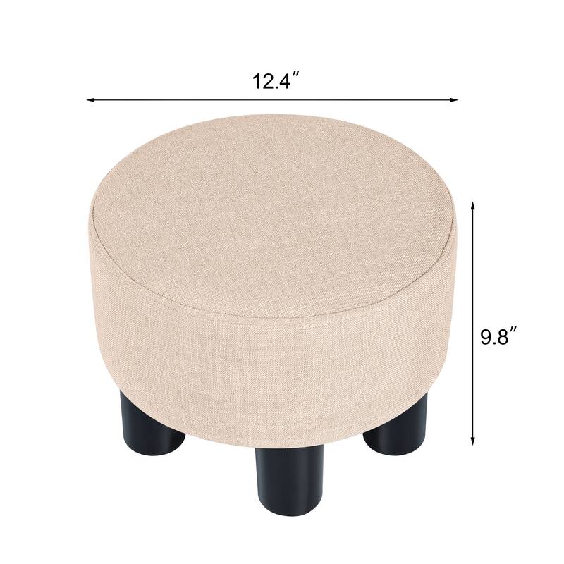 Adeco Round Ottoman Fabric Footrest Modern Padded Chair Footstool