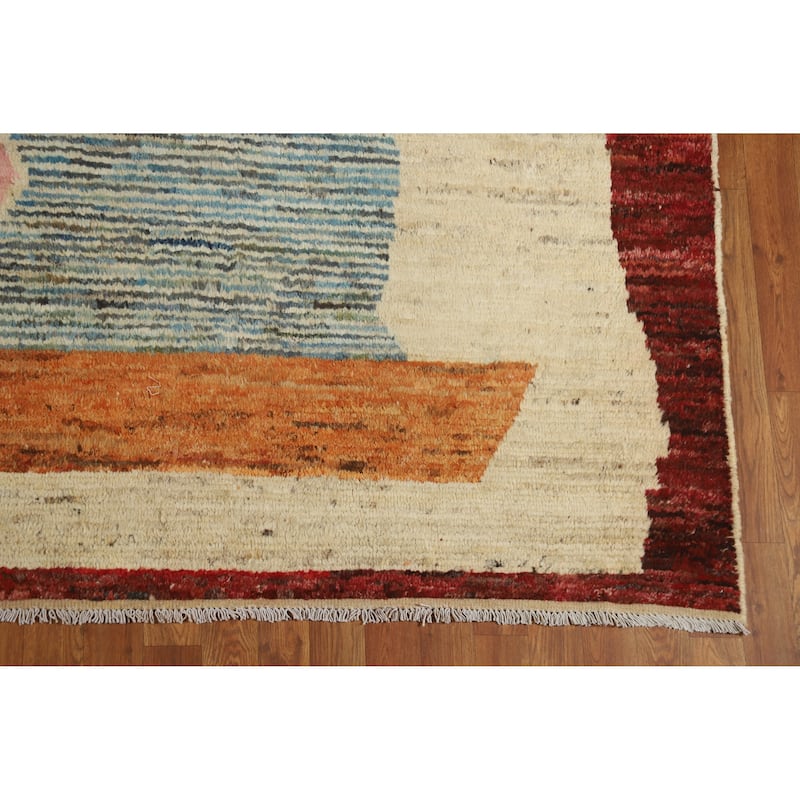 Geometric Moroccan Oriental Rug Hand-Knotted Bedroom Wool Carpet - 8'2" x 9'8"