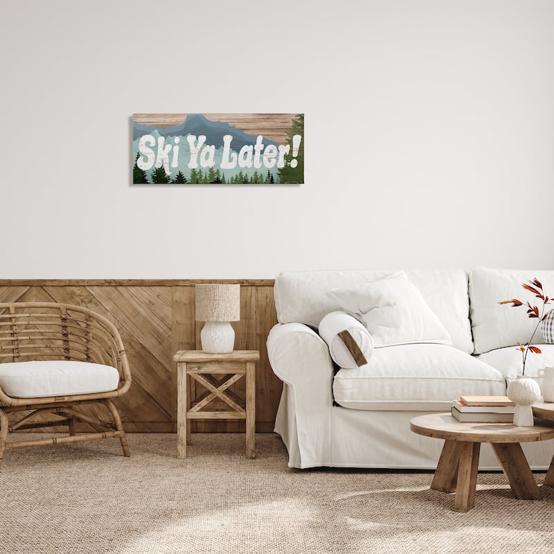 Stupell Ski Ya Later Sports Pun Rustic Mountain Forest Canvas Wall Art - Multi-Color