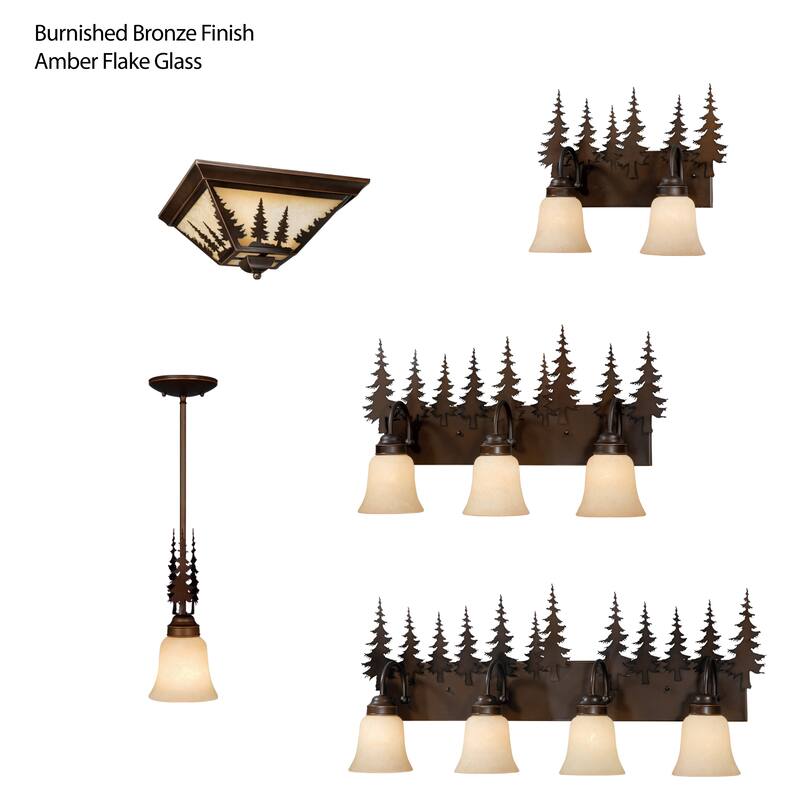 Yosemite Bronze Rustic Tree Square Indoor Outdoor Flush Mount Ceiling Light - 14-in W x 5.75-in H x 14-in D