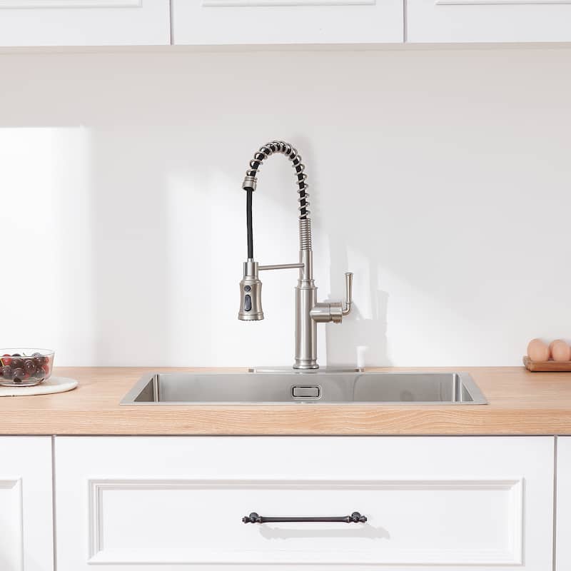 Single Handle Pull Down Sprayer Kitchen Faucet with Touchless Sensor