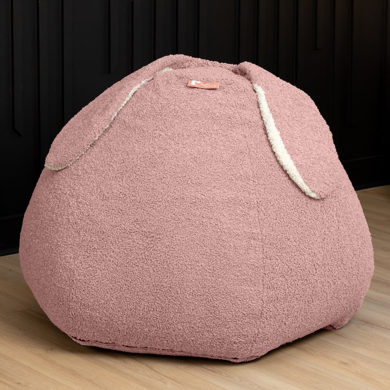 Raven-Symoné Home HopSeat Bunny - Oval Shaped Large Bean Bag Chair with Ears, Ultra Soft Shearling
