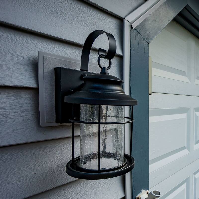 Melbourne 1 Light LED Dusk to Dawn Bronze Coastal Outdoor Wall Lantern Clear Glass - 8-in W x 15.75-in H x 9.25-in D - Oil Rubbed Bronze - 8-in W x 15.75-in H x 9.25-in D