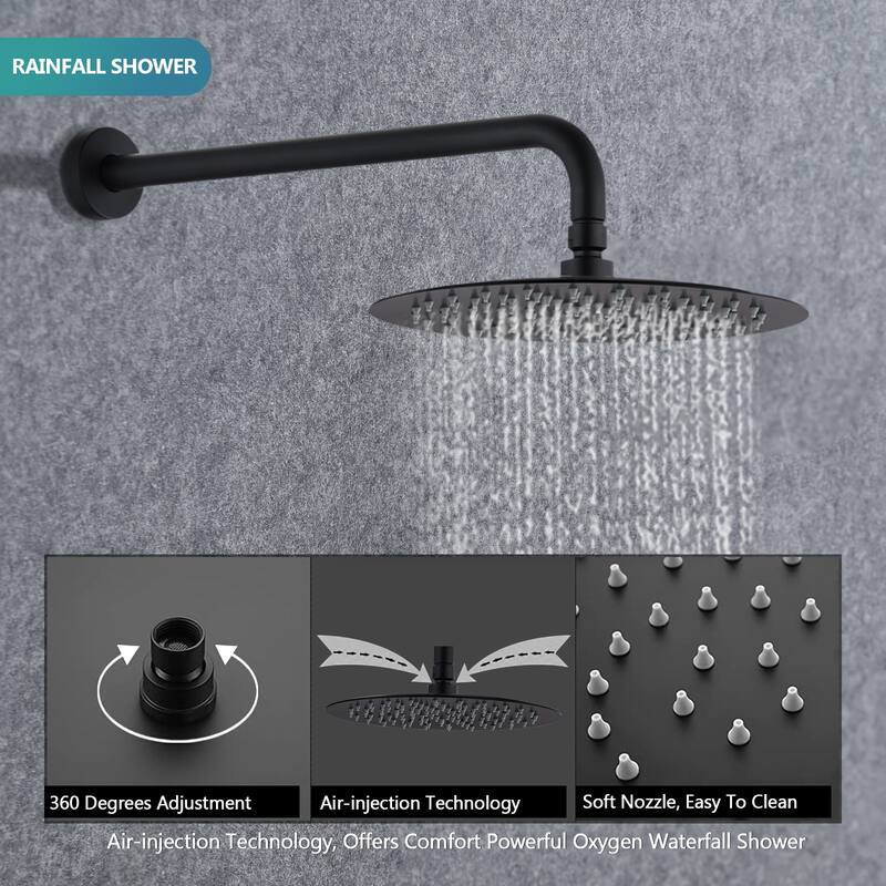 Wall Mounted Round Shower Combo Set with 10" Rain Shower head and Handheld Shower Head Set with Pressure Balancing Valve