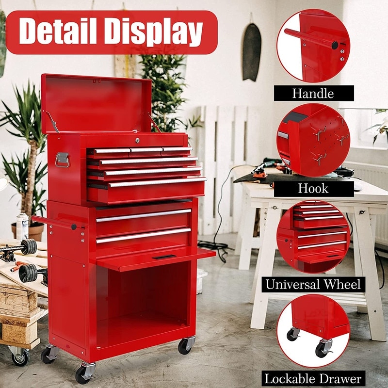Rolling Tool Chest with 8 Drawers Lockable Tool Box Cabinet - On Sale - Bed  Bath & Beyond - 36981440