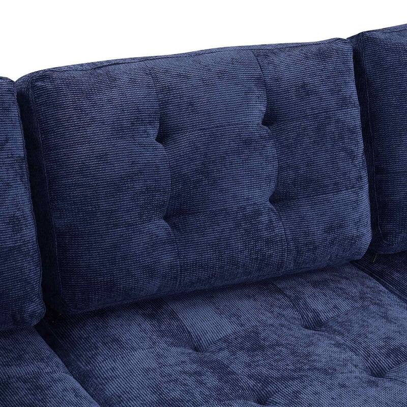 Modular Velvet Pull-out Sleeper Sofa, Living Room Spacious Space L Shaped Corner Sectional Sofa
