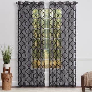 Chanasya Moroccan Textured Sheer Grommet Window Curtain Panel Pair (Set of 2)