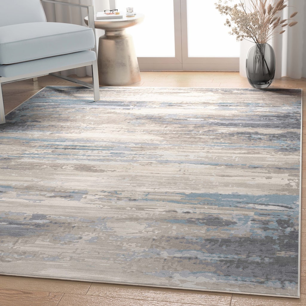 Well Woven Abstract Tuscany Modern Brushstroke Flat-Weave Rug