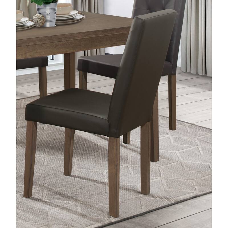 2pc Side Chairs Set,Wood Frame Faux Leather Back and Seat Dining Chair