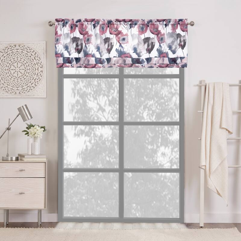 Poppy Field Window Curtain Valance - 50" W x 17" L - Blush