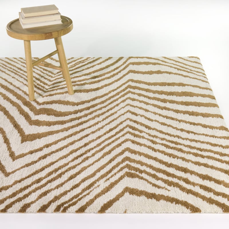 Aleksa Organic Zig-Zag Area Rug - Tan - 5'3" x 7'