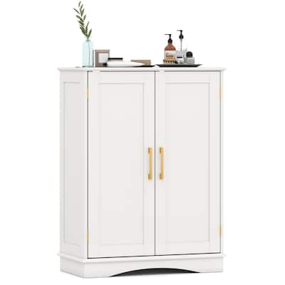 Freestanding Floor Storage Cabinet with Adjustable Shelves and 2 Doors for Bathroom or Kitchen - 23.5" x 12" x 31.5"