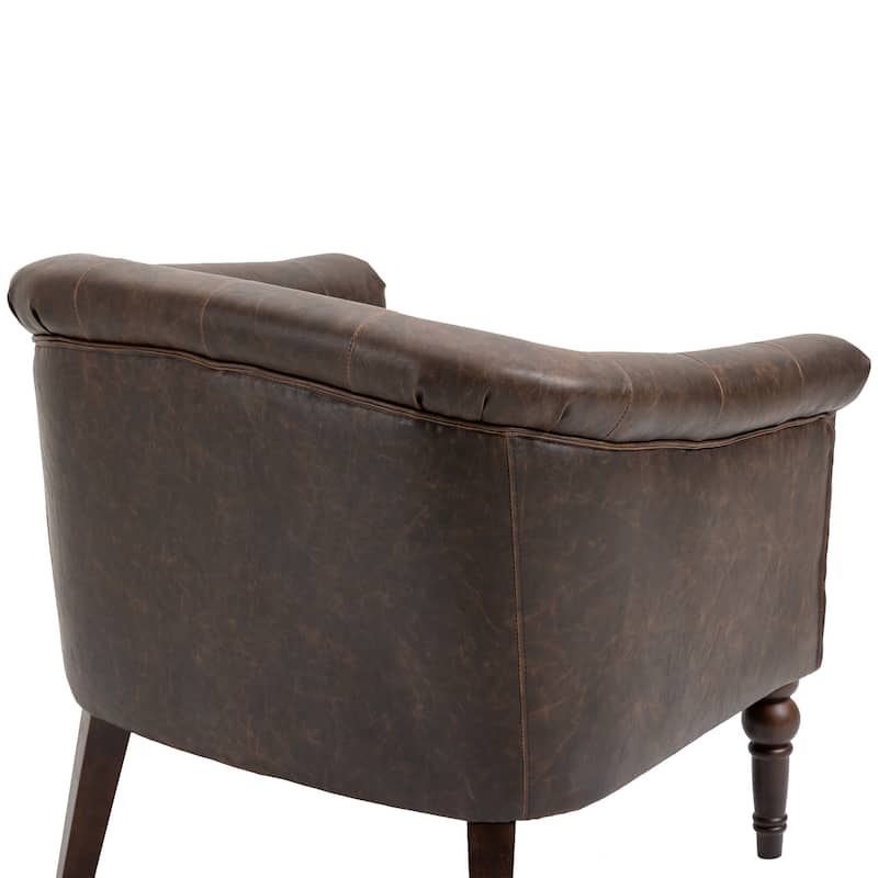 Alina Modern Tufted Tub Barrel Faux Leather Accent Chair