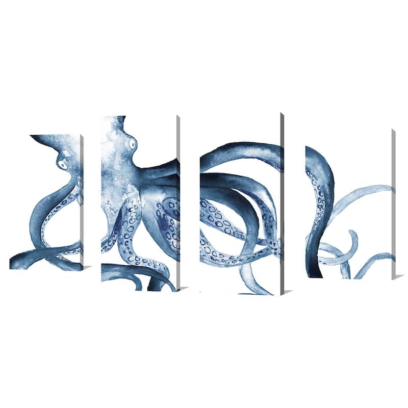 "Octopus in the Blues" Print on Canvas Set of 4