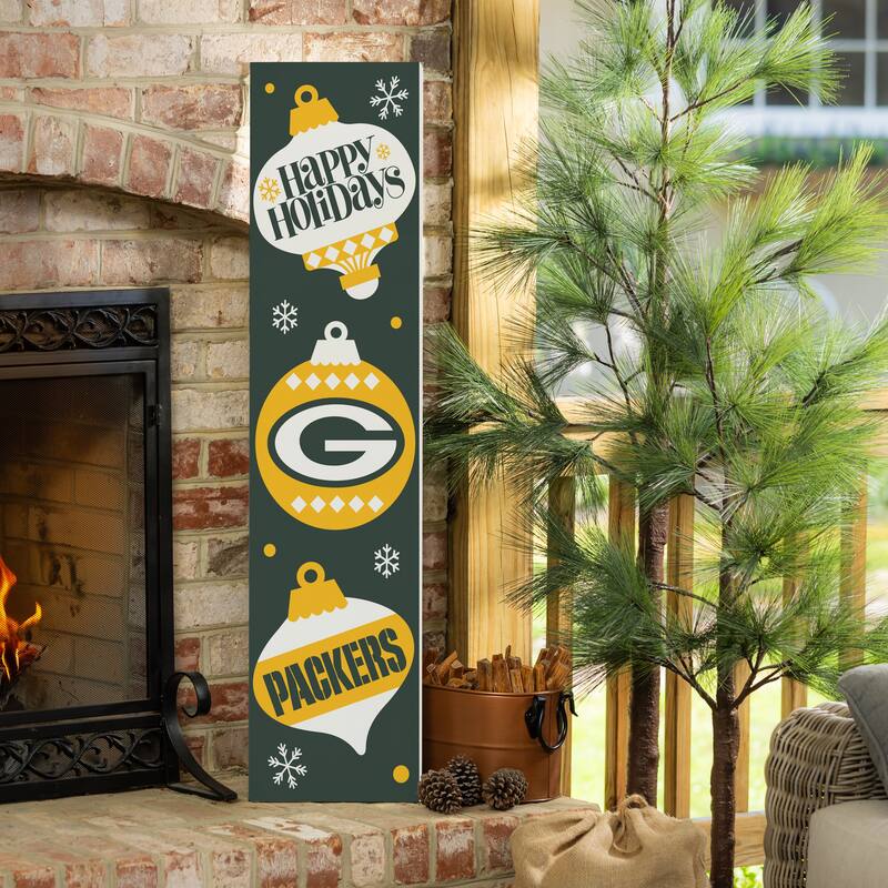 47" Double Sided Seasonal Porch Leaner, Green Bay Packers - 47" x 11.25" - Christmas