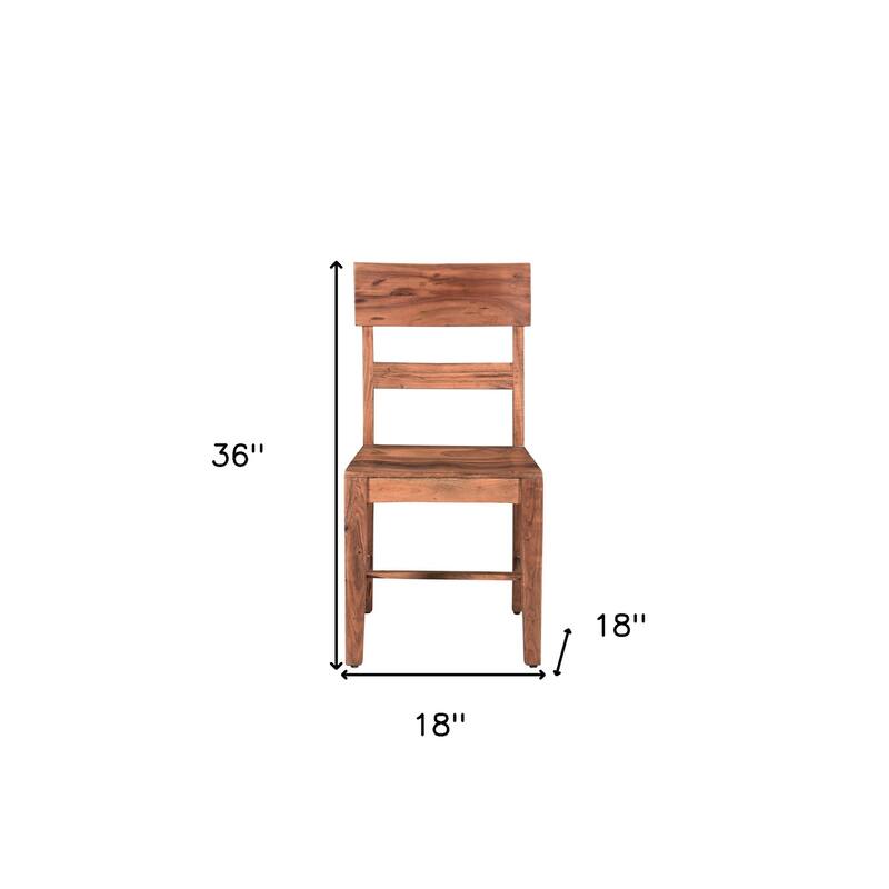 HomeRoots Set of Two Brown Wood Ladder Back Dining Side Chairs - 18' X '36' X '18
