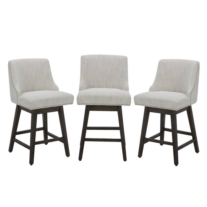 Spruce & Spring Oliver Counter Height Swivel Barstool Set - Set of 3 - Ivory White - Counter Height