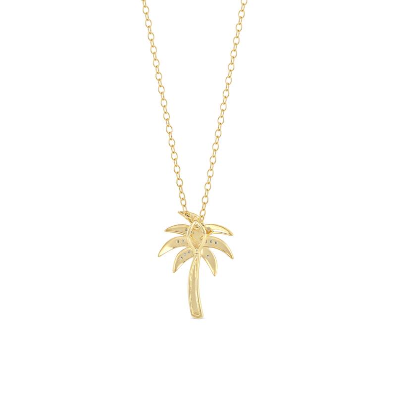 1/20ct Diamond Accented Palm Tree Pendant Necklace in Silver for Women