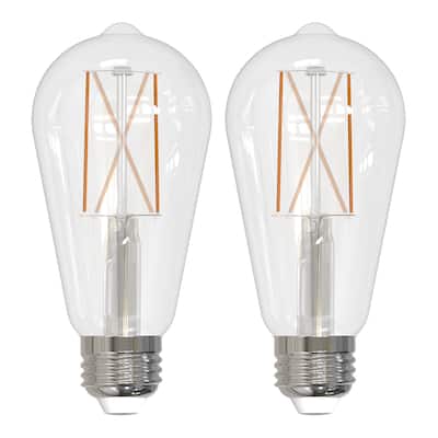 Bulbrite Pack of (2) 8.5 Watt Dimmable Clear Filament ST18 Medium (E26) LED Bulb