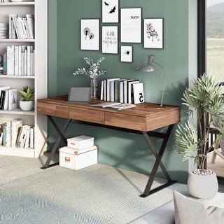 Black 59-inch Metal 3-drawer Desk
