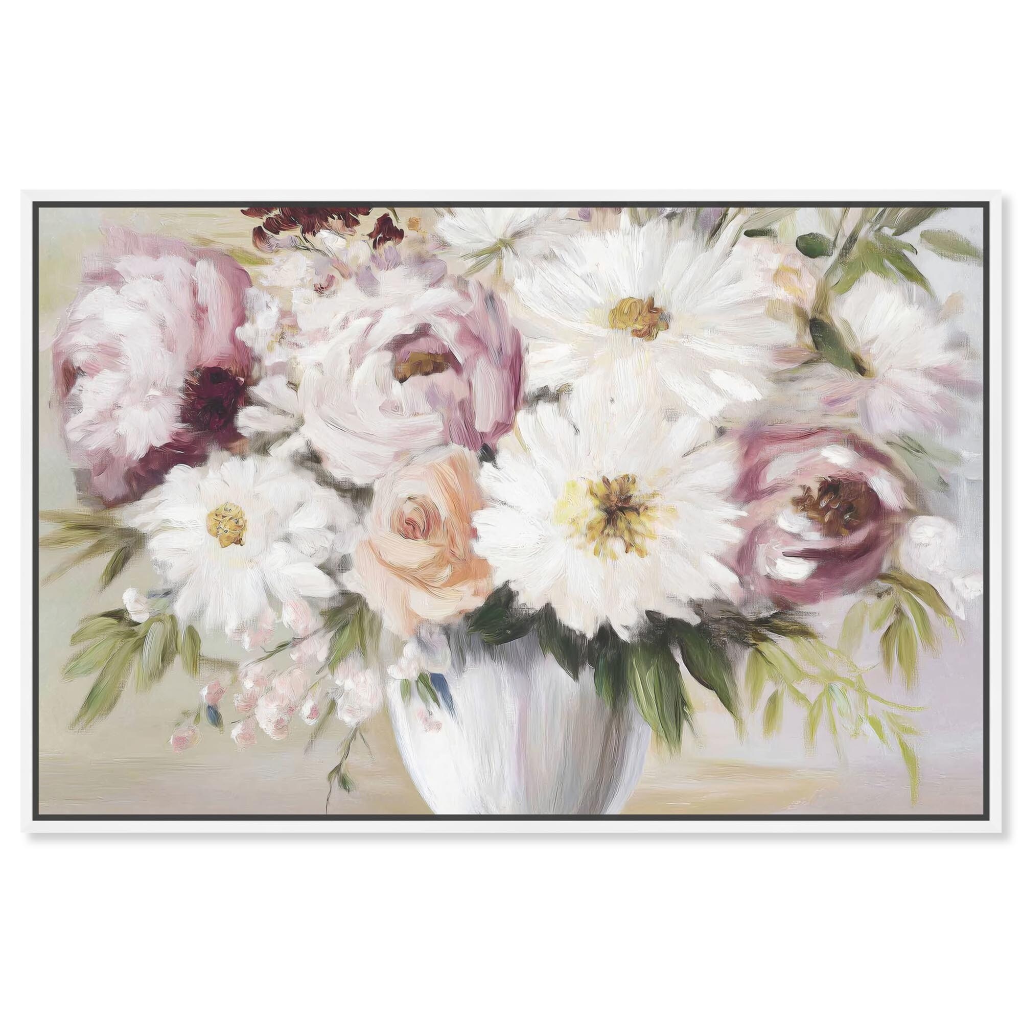 Snowblossom Symphony Canvas Glam Floral Art by Art Remedy